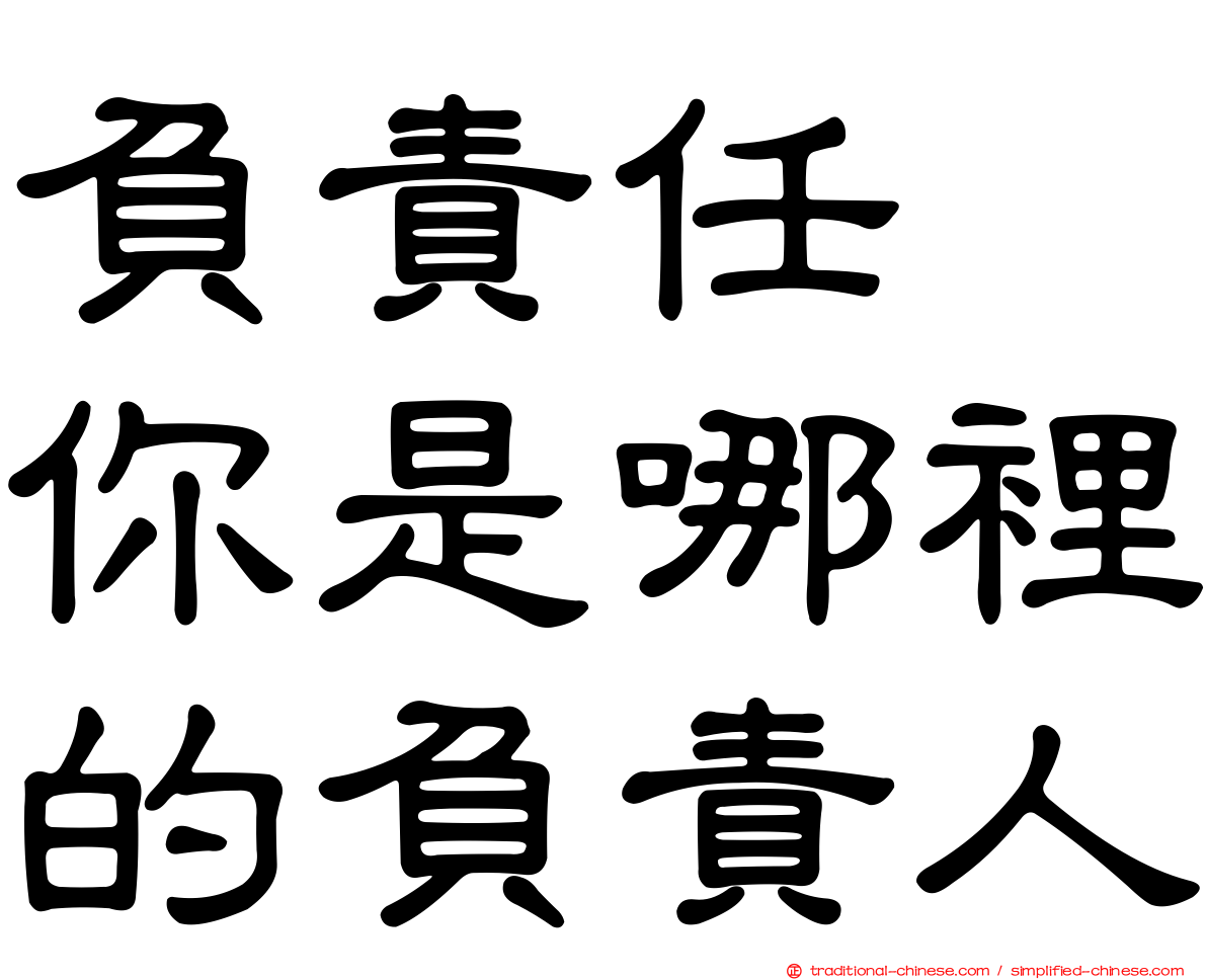 負責任　你是哪裡的負責人